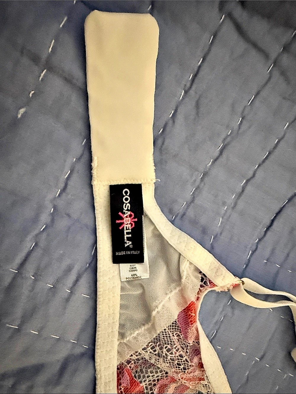 Cosabella Paradiso V-Hipster Floral Lace Bra Set Red & Pink 36C, size L - Picture 6 of 10